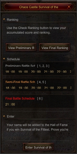 Chaos Castle Survival of the Fittest Basic UI